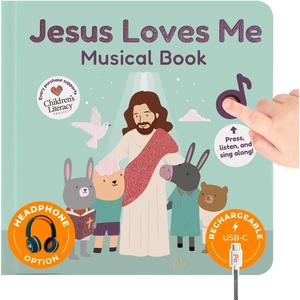 image:imageCalis Books Jesus Loves Me Music Book for Toddlers 13 Years Old  Singing Christian Musical Book Kids Headphone Jack Interactive Learning Baby Sound Books Song Toys for Children Girls and Boys